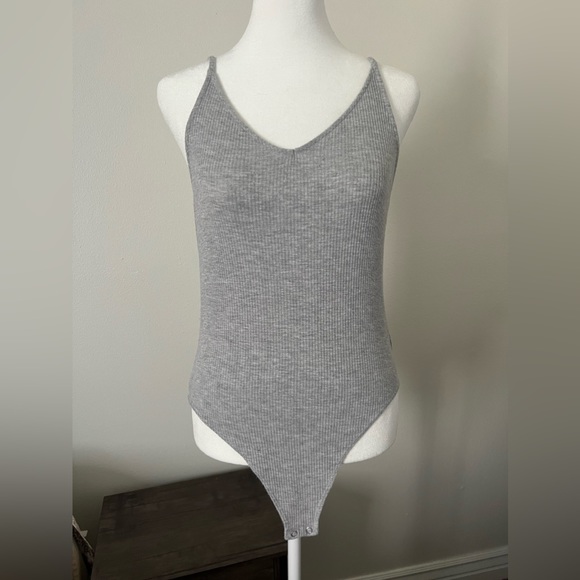 FOREVER 21 | Grey Ribbed Tank Top Bodysuit - Picture 1 of 7